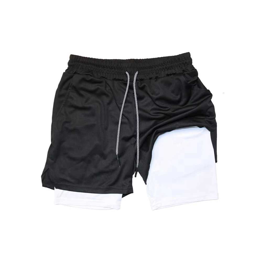 Mens Double Layer Fitness Shorts Men Fitness Gym Training 2 in 1 Sports Shorts Quick Dry Workout Jogging Double Deck Summer Z260331