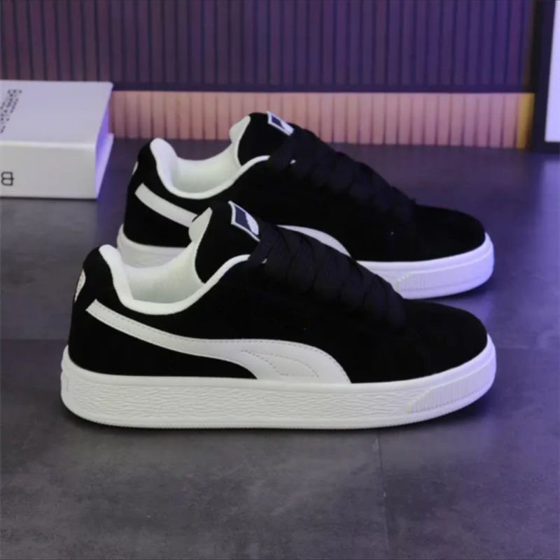 New suede thick soled low top sports shoes, classic lace up casual skateboarding shoes, thick soled suitable for streetwear and daily wear
