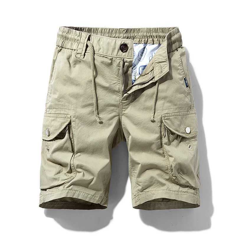Summer Men Cargo Cotton Shorts Pants Mens Clothing Elastic Waist Casual Solid Beach Jogger Multi Pocket Shorts Male 40 Z260331