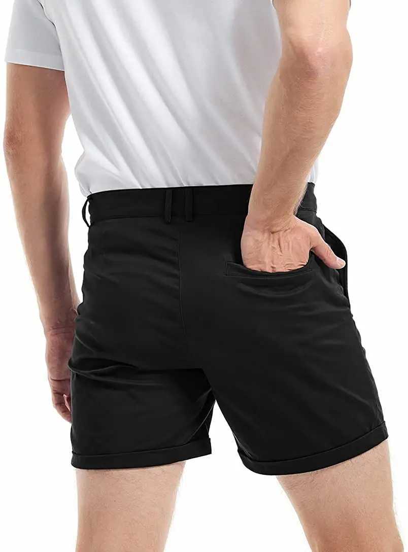 AIMPACT Mens Summer Slim-fit 5 Inseam Flat-Front Stretch Solid Color Chino Shorts AM2355 Z260331