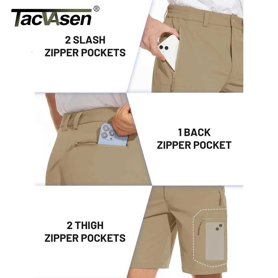TACVASEN 5 Zipper Pockets Summer Quick Dry Cargo Shorts Mens Fishing Shorts Stretch Outdoor Hiking Nylon Work Shorts Lightweight Z260331