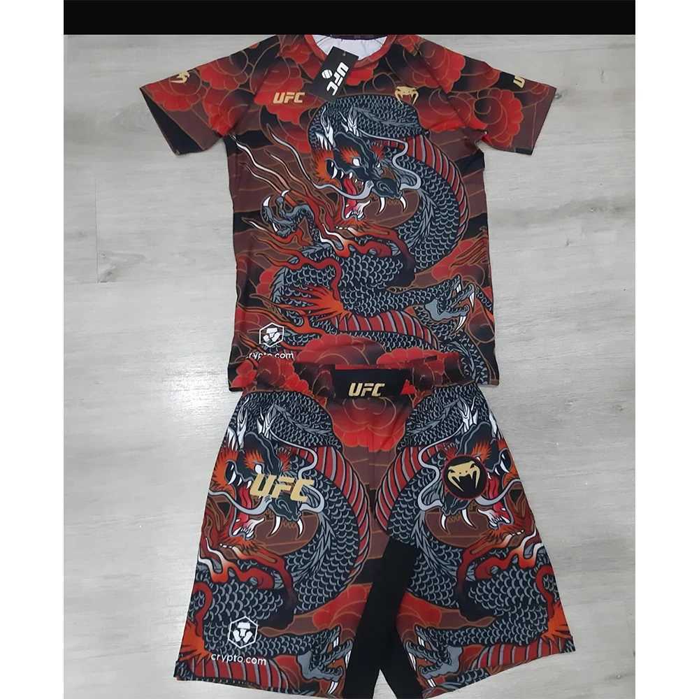 UFC Top Fighters Alexandre Pantoja Combat Fighting Event Tee Shorts Men Breathable Jersey Wrestling Running Sweat Absorbing Set L260330