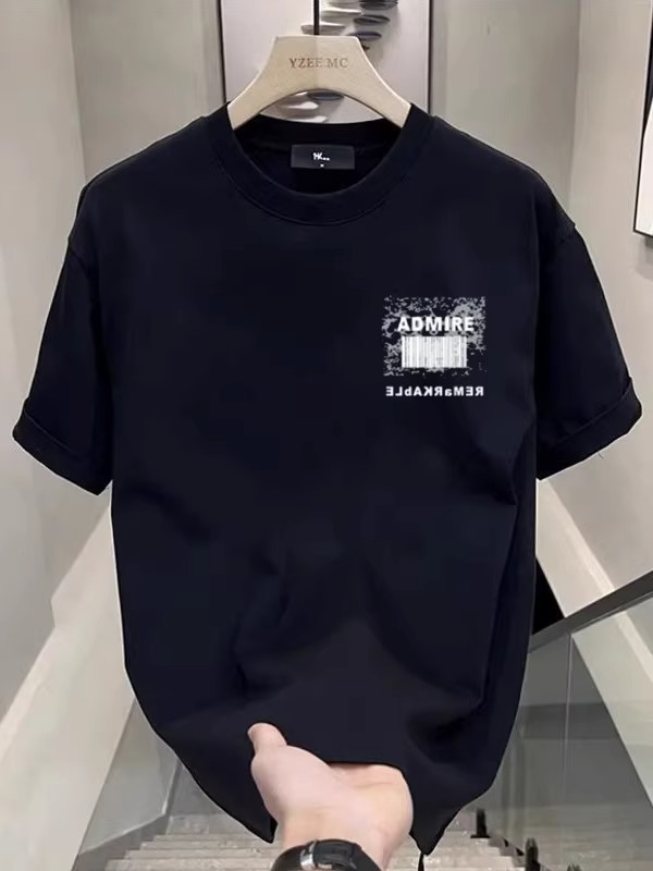 Summer Men's T-Shirts | Heavyweight Cotton American Streetwear Trendy Edgy Graphic Crew Neck Oversized Versatile Tops