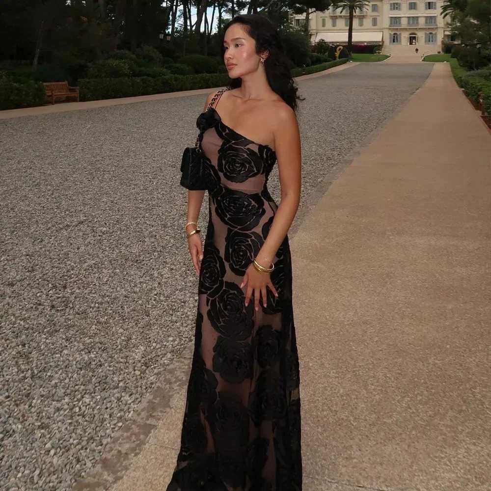 Oligai Birthday Dress for Women 2024 One Shoulder Elegant Dress Sexy Mesh Bodycon Dress Flower Wedding Guest Party Dresses C260331