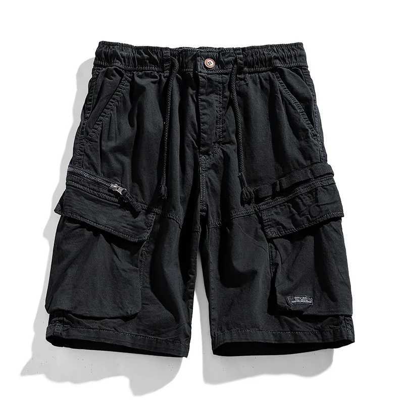 Summer Men Cargo Multi Pocket Cotton Shorts Mens Casual Solid Elastic Waist Shorts Spring Jogger Shorts Pants Male Dropshipping Z260331