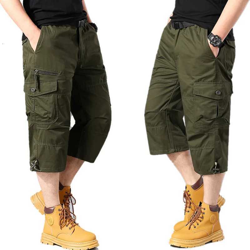 2025 New Mens Cargo Shorts Summer Loose Casual Pants Elastic Waist Large Size Outdoor Jogging Sweatpants Trend Multi Pockets Z260331