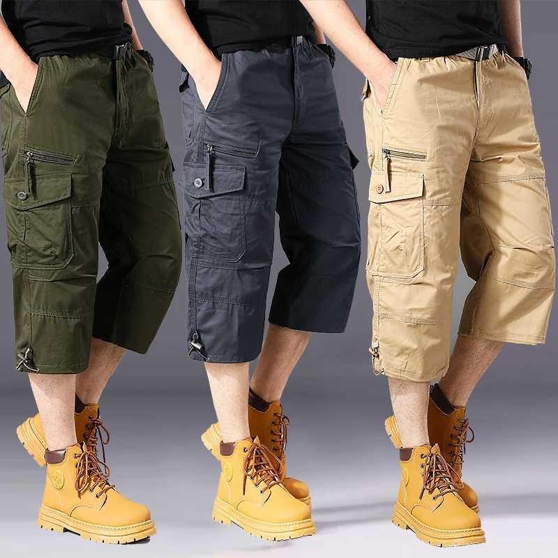 Summer pure cotton cropped shorts for men and young people straight leg sports camouflage casual workwear shorts loose and thi Z260331