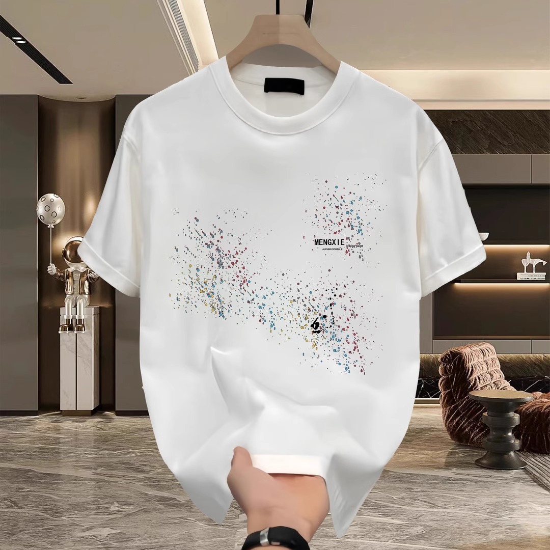 Summer Hong Kong Style Men's Streetwear T-Shirts | 100% Cotton Creative Graphic Crew Neck Oversized Versatile Casual Tops