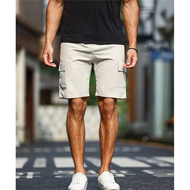 Mens Solid Color Cargo Shorts with Pockets Drawstring Waist Elastic Side Loose Fit Chino Summer Lightweight Trousers Z260331