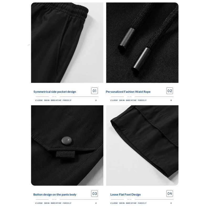 Mens Summer Ice Silk Cargo Shorts Loose Straight Knee-Length Quick-Dry Breathable Casual Sports Shorts Plus Size Multi-Color El Z260331