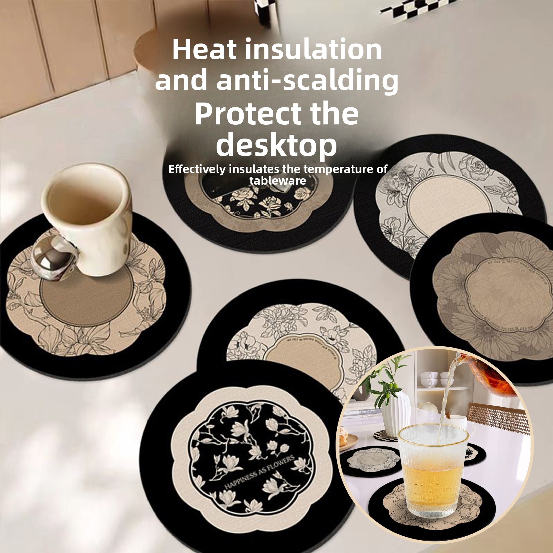 Diatomaceous Insulation Coaster Thickened Light Luxury Water Absorption Non Slip Heat Resistant Dirt Resistant Ins Style Table Mat For Bowl Plate Dini