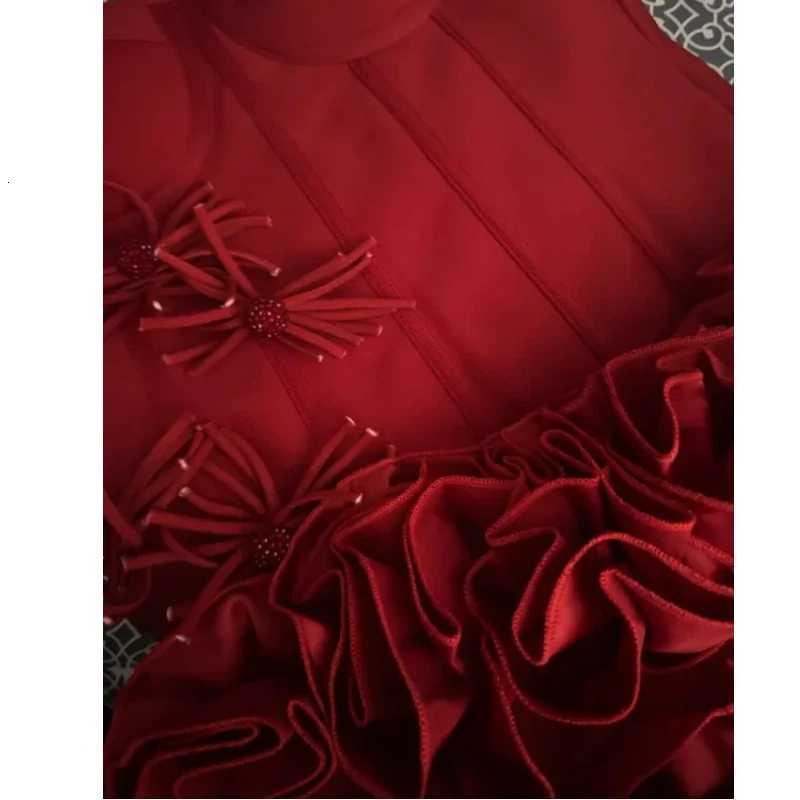 New Women Sexy Elegant Fashion latin dance Prom Gown Celebrity Club Two Piece Set Luxury Birthday Party Red Black Bandage Outfit C260331
