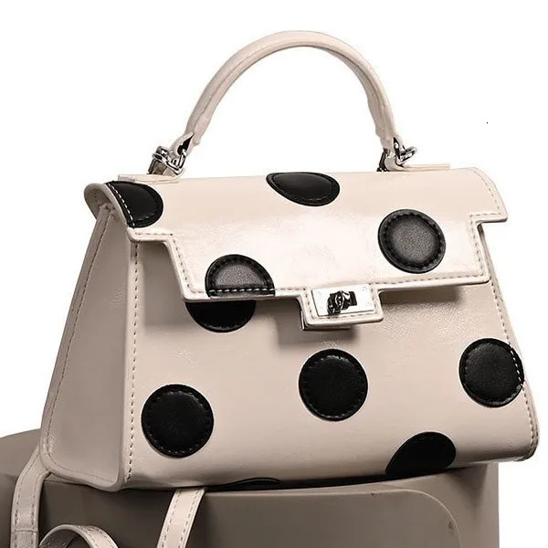Romantic Polka Dot Handbag Box Shape Bag Top Handle Bag Simple Color Versatile Crossbody Bag 260324
