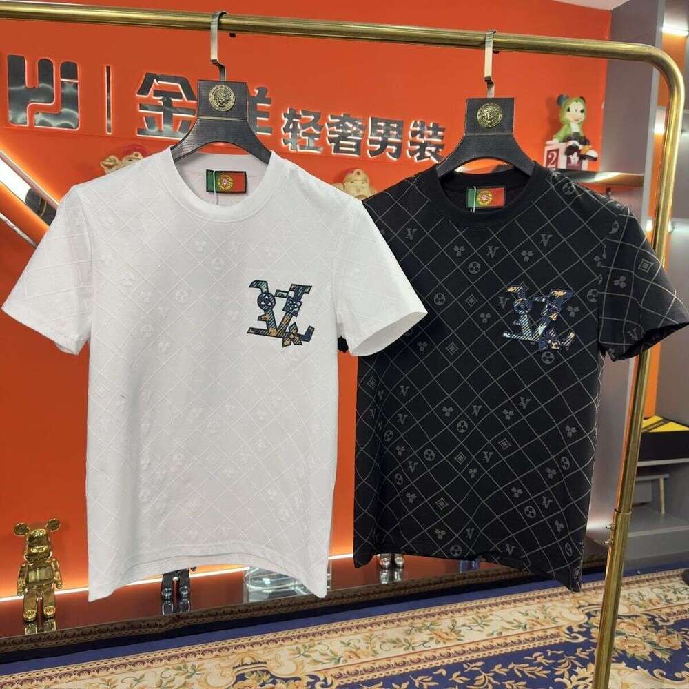 European Style 2026 New Summer High-End Embroidered Short-Sleeve T-Shirt For Men, Trendy Light Luxury Fashion Round-Neck Half-Sleeve Top Asia Size