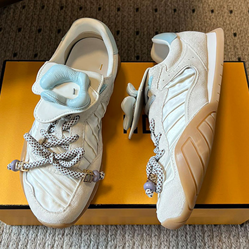 New Wave Pulse lace up low top sneakers fashion ight grey satin pleats tone on tone suede sneakers Detachable corolla folded tongue suede low sports shoes