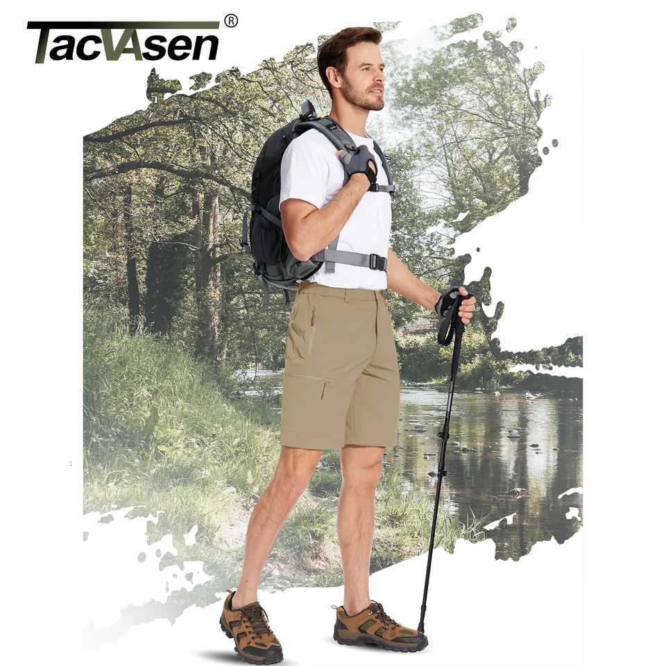 TACVASEN 5 Zipper Pockets Summer Quick Dry Cargo Shorts Mens Fishing Shorts Stretch Outdoor Hiking Nylon Work Shorts Lightweight Z260331