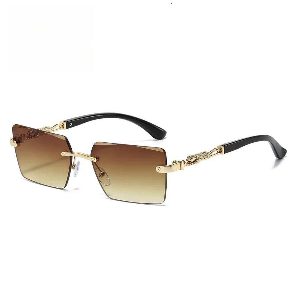 Luxury Brand Designer's Personalized Bezel-less Leopard-patterned Eyeglasses For Women Drivers While Driving, Sun Protection Sunglasses.