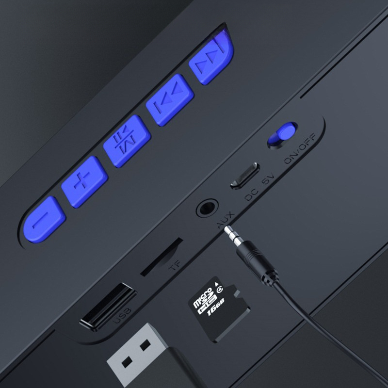 Powerful Wireless Bluetooth Speaker With Subwoofer High Volume Audio Blue Streamline Design For Outdoor Home And Car