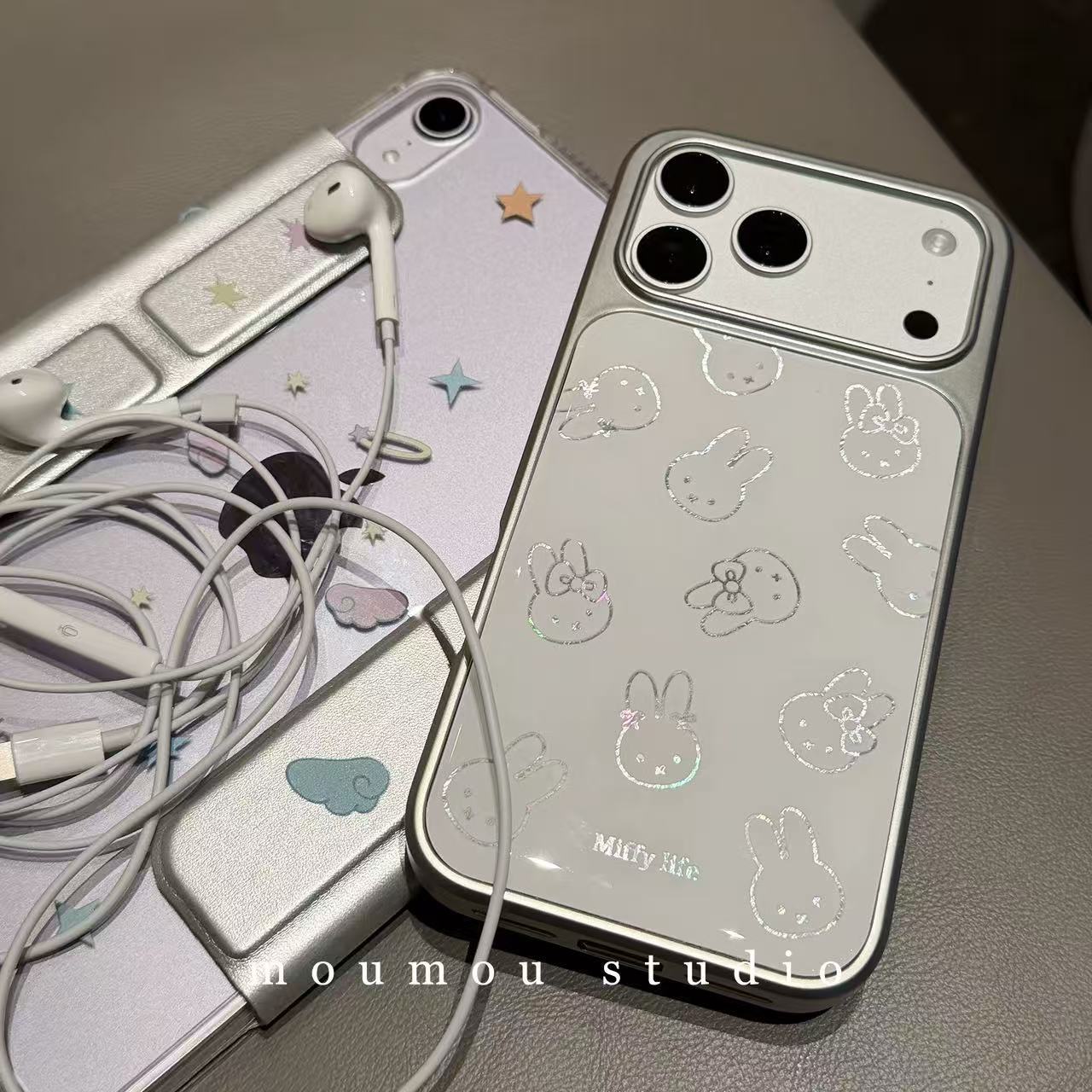 ins cute electroplating Epoxy Miffy Rabbit for iPhone new iPhone case