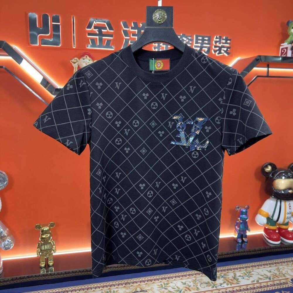 European Style 2026 New Summer High-End Embroidered Short-Sleeve T-Shirt For Men, Trendy Light Luxury Fashion Round-Neck Half-Sleeve Top Asia Size
