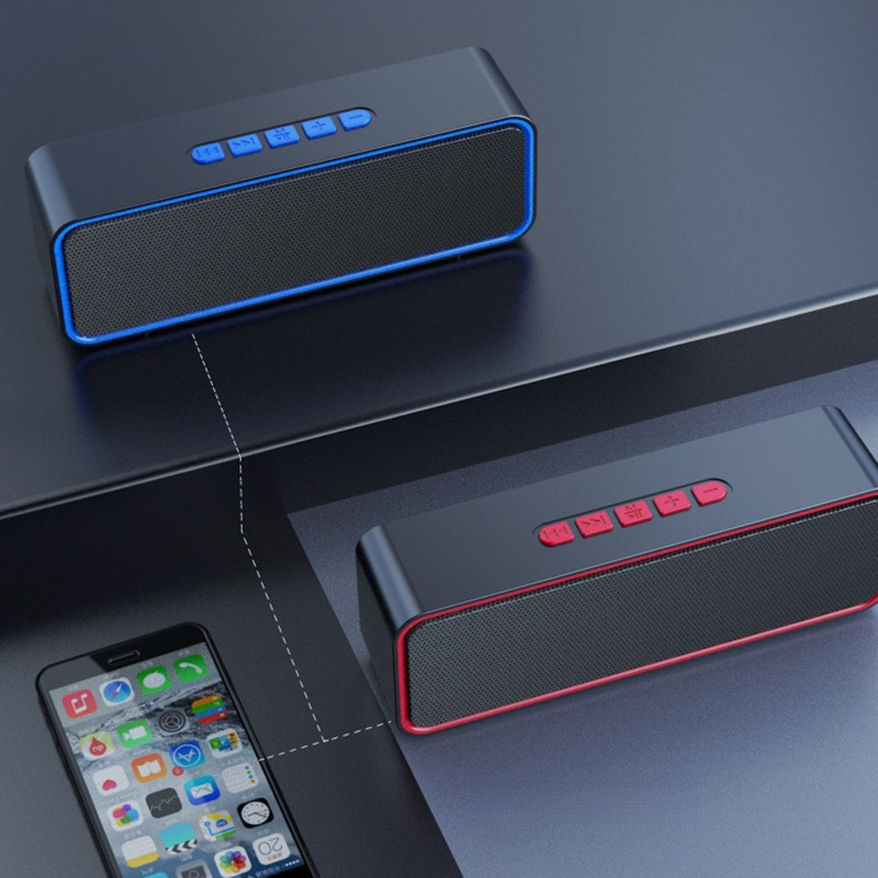 Powerful Wireless Bluetooth Speaker With Subwoofer High Volume Audio Blue Streamline Design For Outdoor Home And Car
