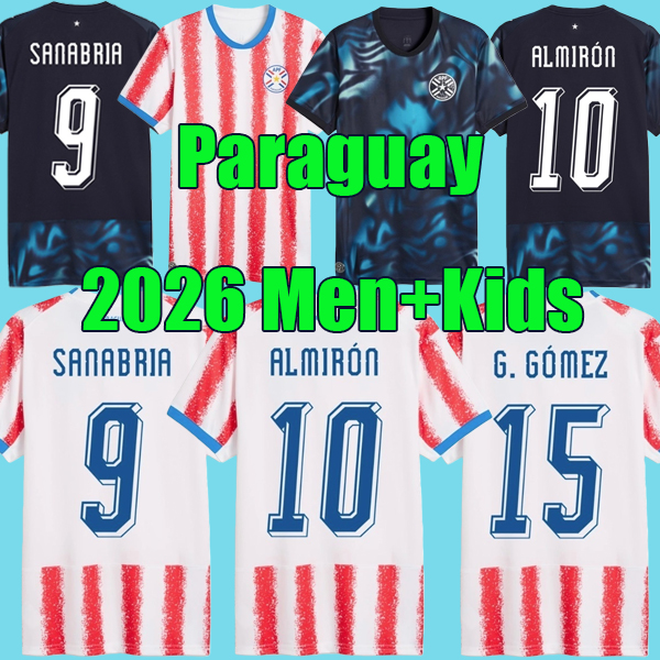 S-4XL Paraguay 2026 World Cup Home Away Kit SANABRIA Soccer Jersey ALMIRON G. GOMEZ SOSA ENCISO MAURICIO ALDERETE DIEGO GOMEZ APF Football men shirt uniforms
