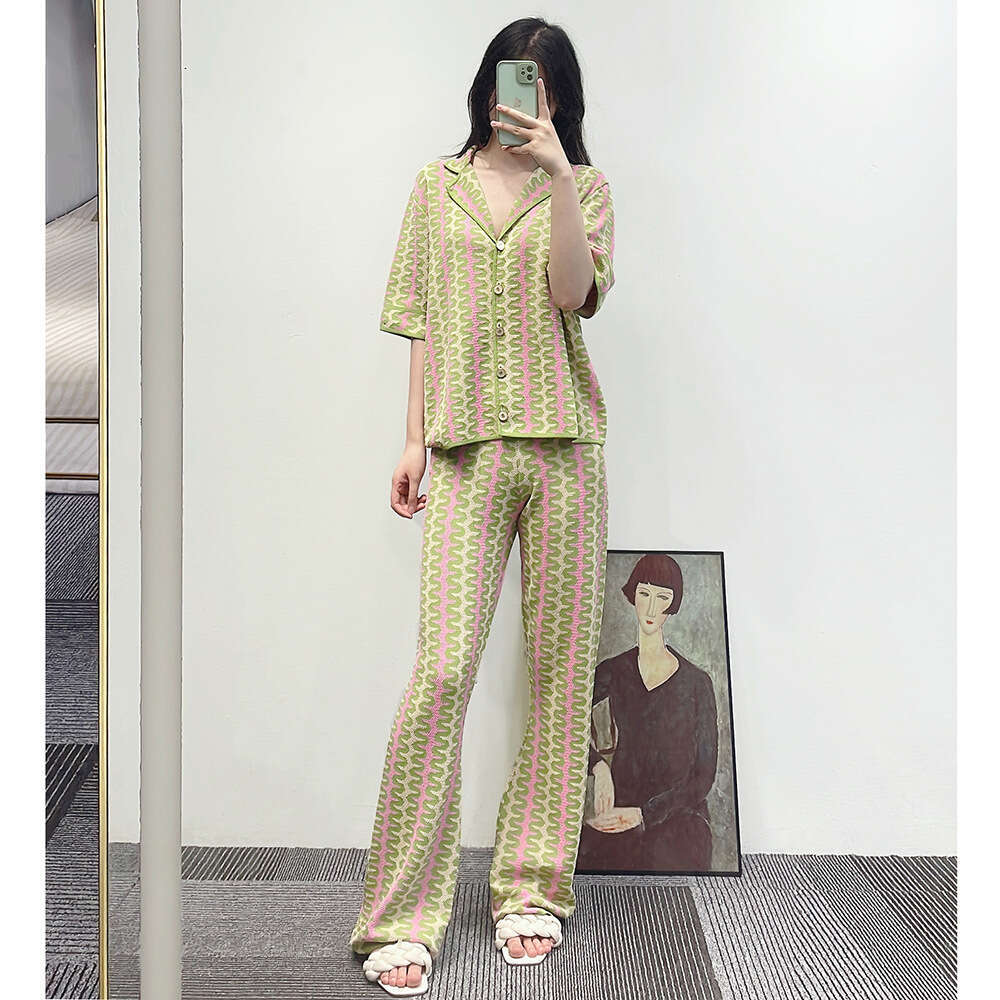 k30 2026 Spring New Designer French Casual Pajamas Luxury Elegant Top+Pants Set