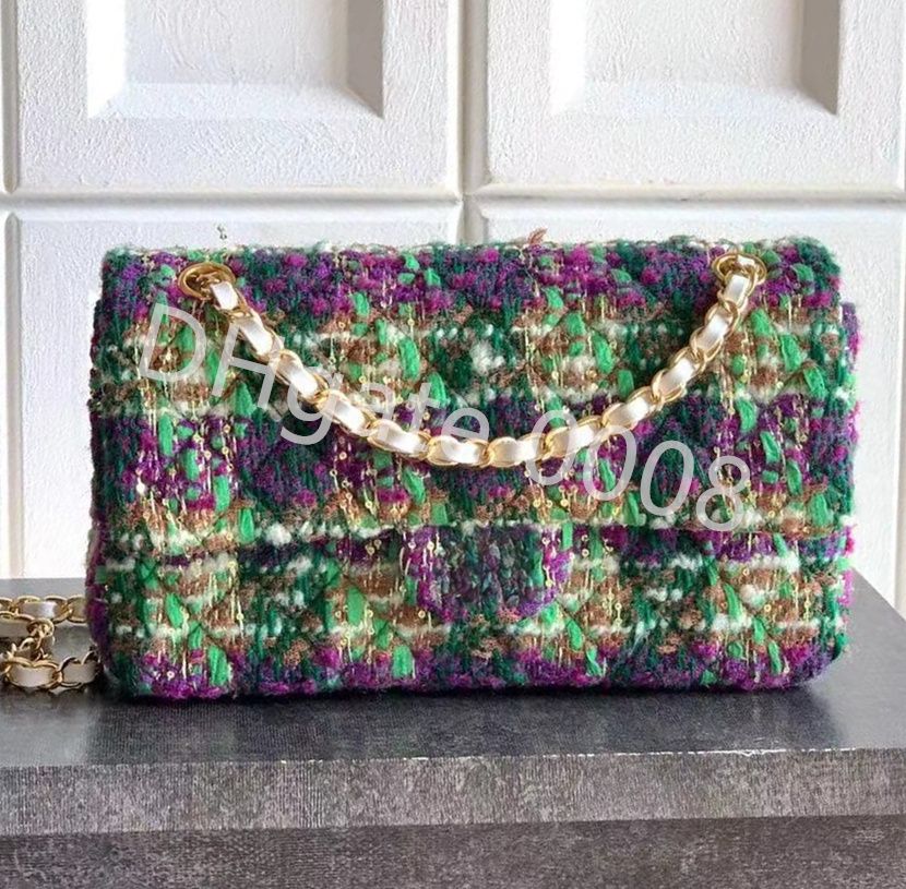 10A Large Flap Bag Luxury Designer Tweed Genuine Leather Shoulder Bag Golden Hardware Crossbody Bag Fashion Women Casual Shopping Clutch Bag Purse