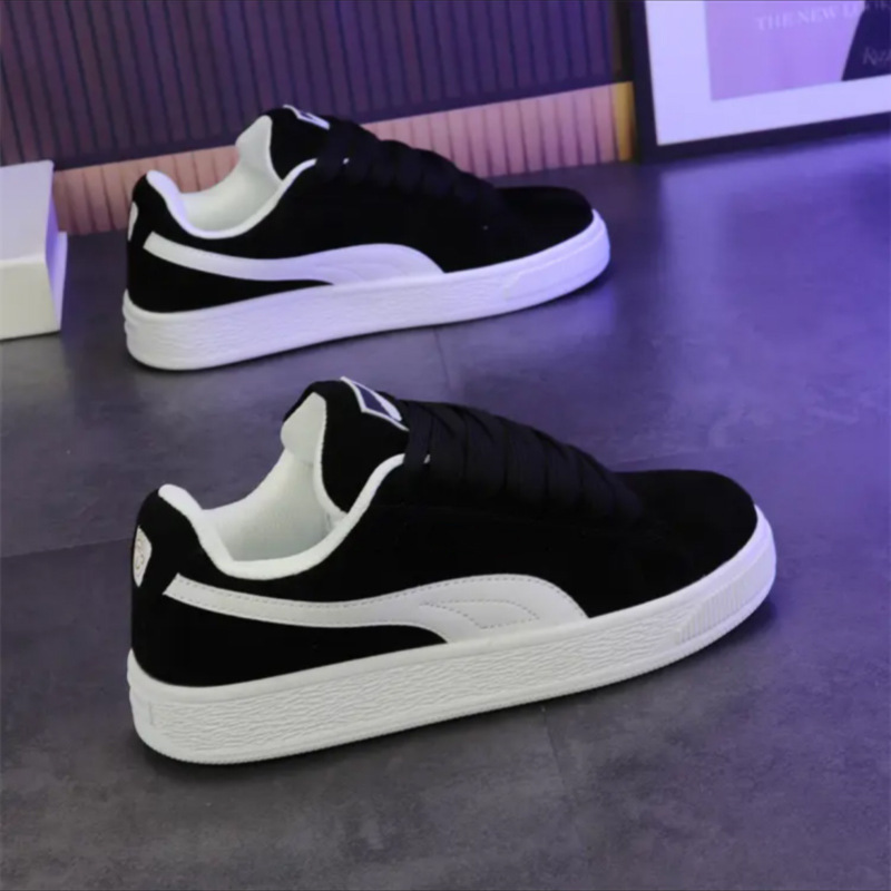 New suede thick soled low top sports shoes, classic lace up casual skateboarding shoes, thick soled suitable for streetwear and daily wear
