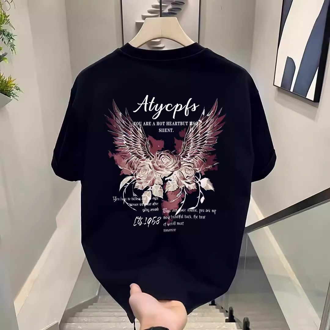2026 New Arrivals Men's Heavyweight Cotton T-Shirts | American Streetwear Trendy Oversized Export Short Sleeve Tops