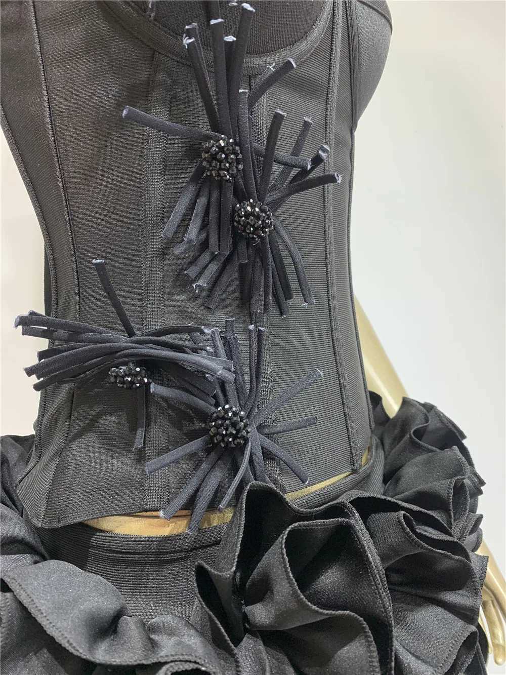 2025 New Designer Bandage Skirt Sets For Women Sexy Halter Bodycon Top And Flower Mini Skirt Two Piece Sets Evening Party Outfit C260331