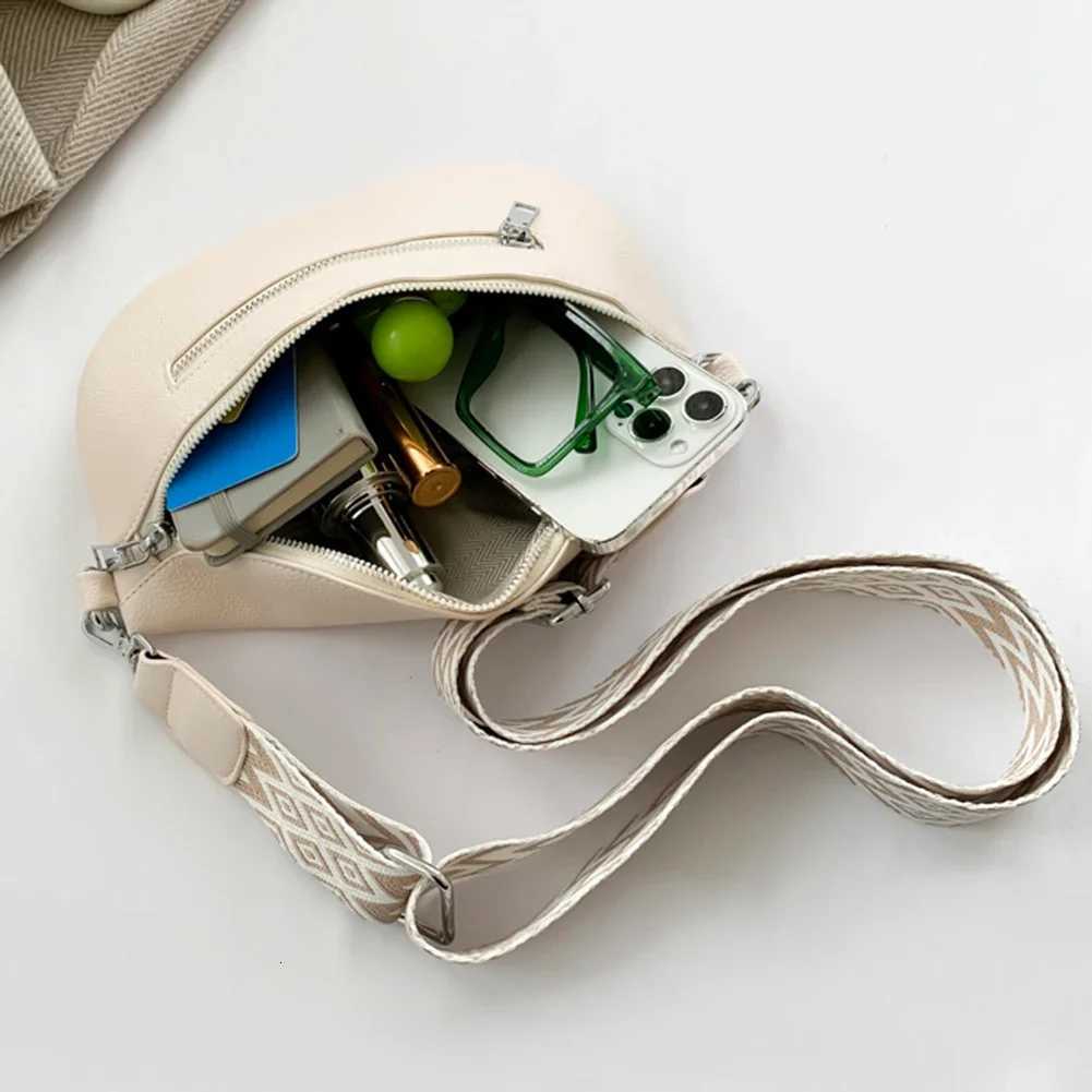 2024 Designer Womens Chest Bag PU Leather Wide Strap Shoulder Crossbody Bag Female Fashion Fanny Pack Banana Waist Bag H260331