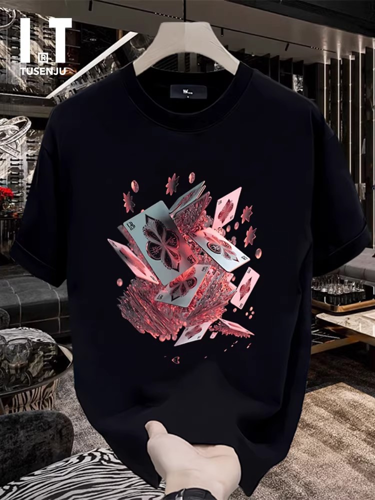 2026 Summer European & American Streetwear Men's T-Shirts | Trendy Oversized Graphic Lightweight Breathable Crew Neck Versatile Tees