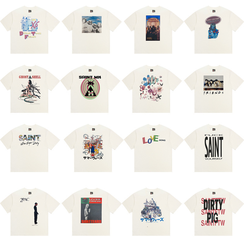 Saint Michael American Cartoon Anime Print Style Summer Casual Loose Short Sleeve Men's Trendy T-Shirt