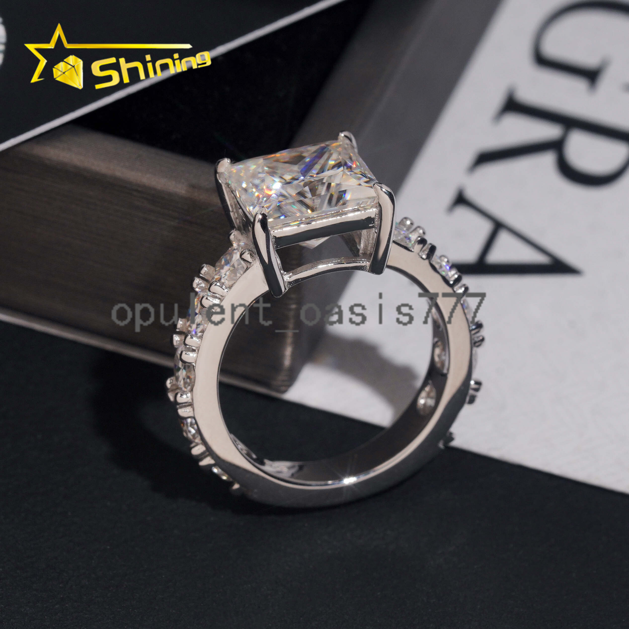 Luxury 925 Sterling Silver 5CT Princess Cut Moissanite Diamond Ring Custom D VVS Moissanite Engagement Ring for Women
