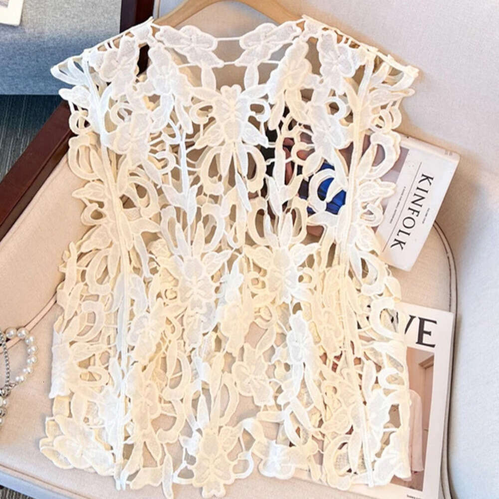 Solid Color Summer Sunscreen Tops For Women Round Neck Sleeves Hollow Out Design Clothing Female New Fashion 22D1493