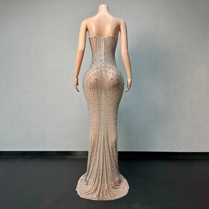 Elegant Mermaid Tube Top RhinESTone Shiny Evening Dress Important Occasion BirTHday Party Dress Model Catwalk Dress C260331