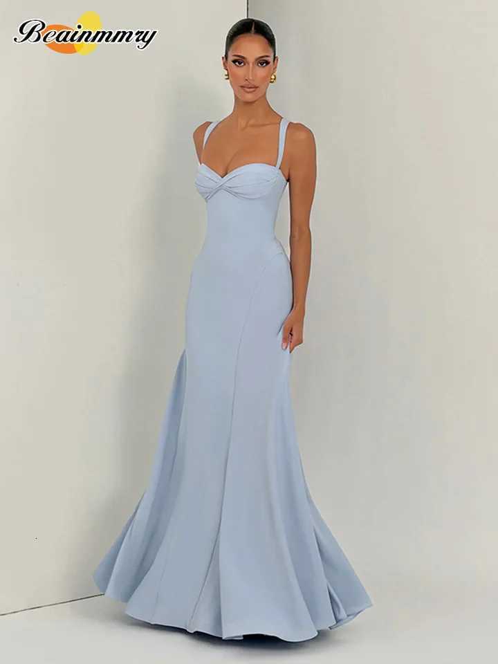 Yellow Low Cut Backless Lace Up High Waisted Maxi Dress Sleeveless Waist Cincher Spaghetti Strap Vestidos Party Club Women Robe C260331