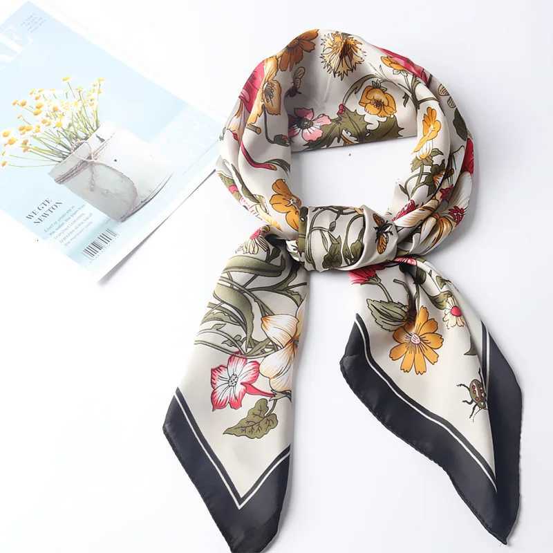 Luxury Brand Silk Square Scarf Women flower Neck Hair Tie Band Beach Hijab Kerchief Head Headbands Bandana Female Foulard 70cm H260331