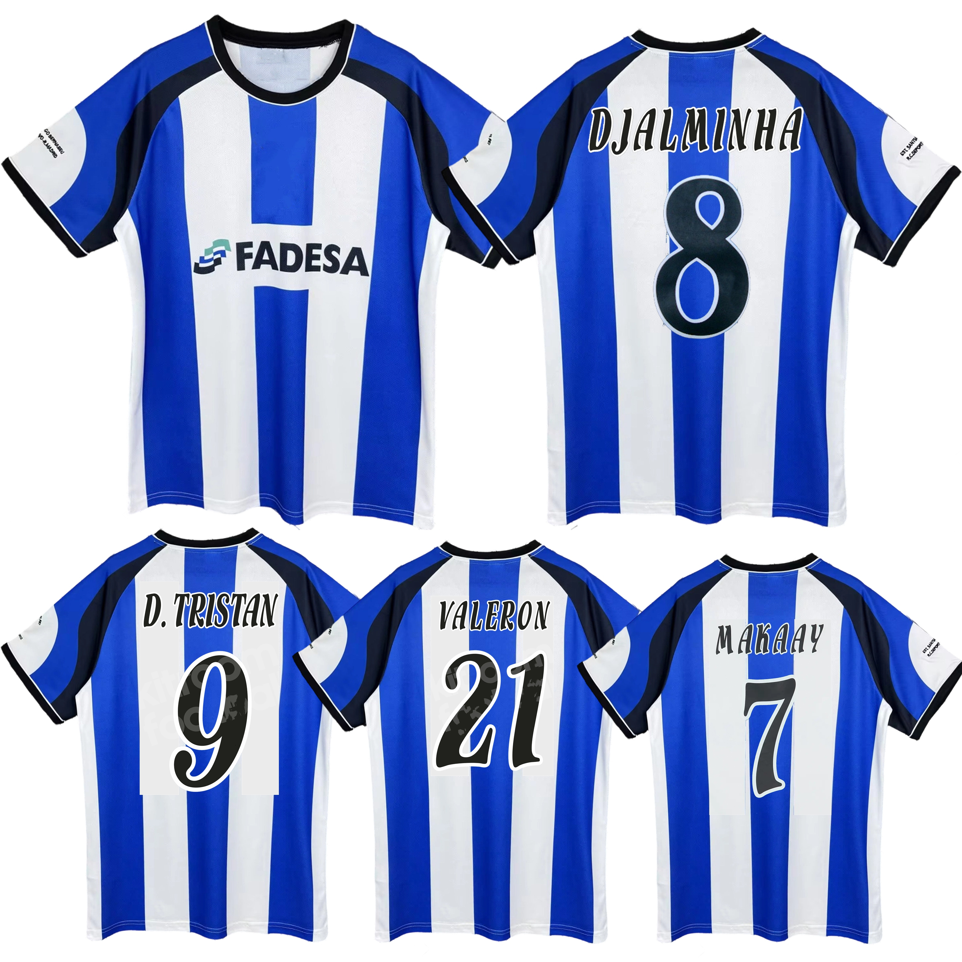 2001 2002 Deportivo La Coruna Retro Soccer Jerseys de MAKAAY DJALMINHA depor TRISTAN VALERON home classic Copa del Rey final Football Shirts