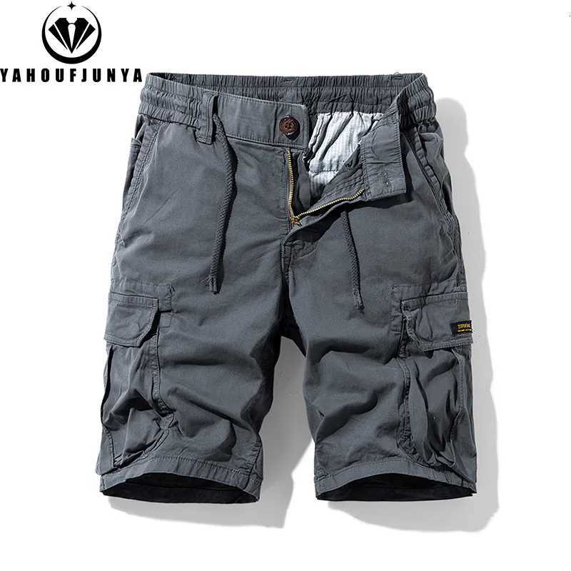 Men Summer Solid Color Outdoor Leisure Cargo Comfortable Shorts Men Elastic Waist Loose Straight High-Quality Design Shorts Male Z260331