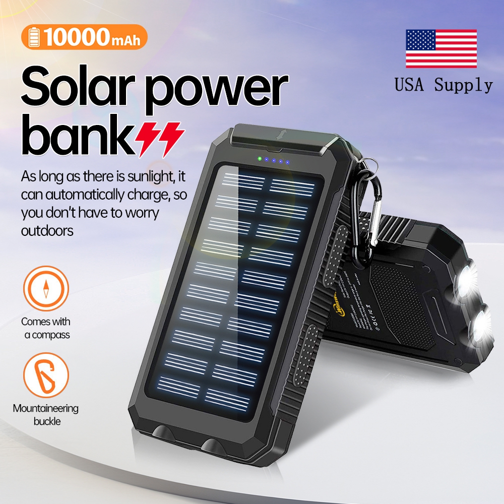 Caricatore Solare Portatile Da Esterno Winsway 10000Mah, Due Proiettori A LED I…