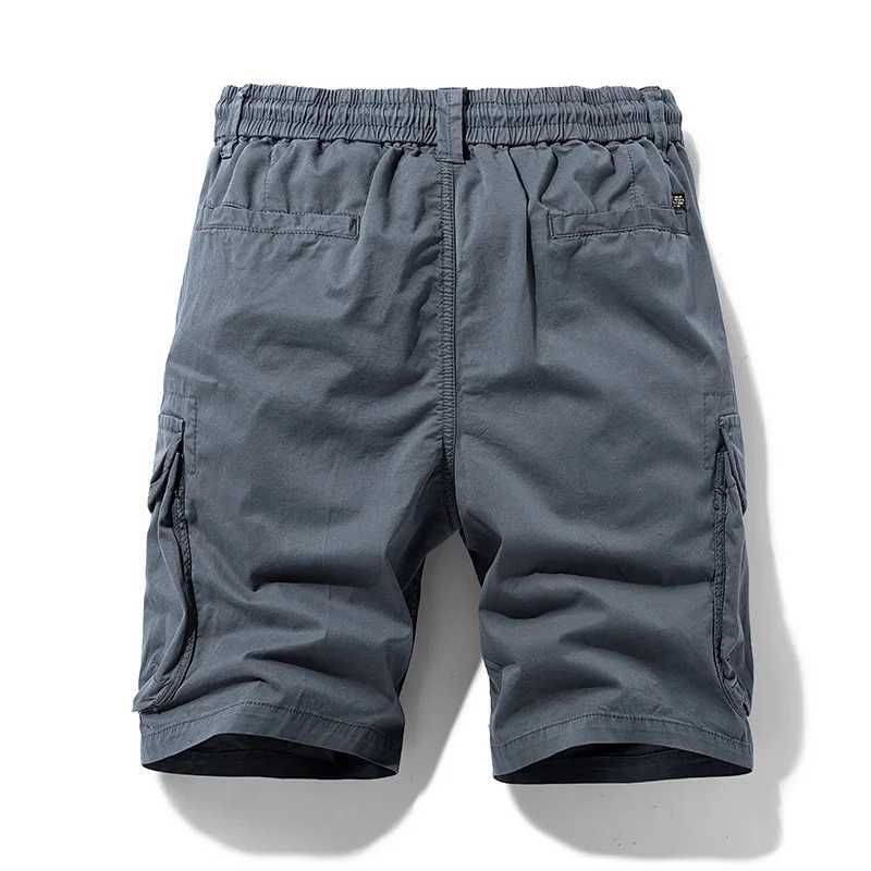 Summer Men Cargo Cotton Shorts Pants Mens Clothing Elastic Waist Casual Solid Beach Jogger Multi Pocket Shorts Male 40 Z260331