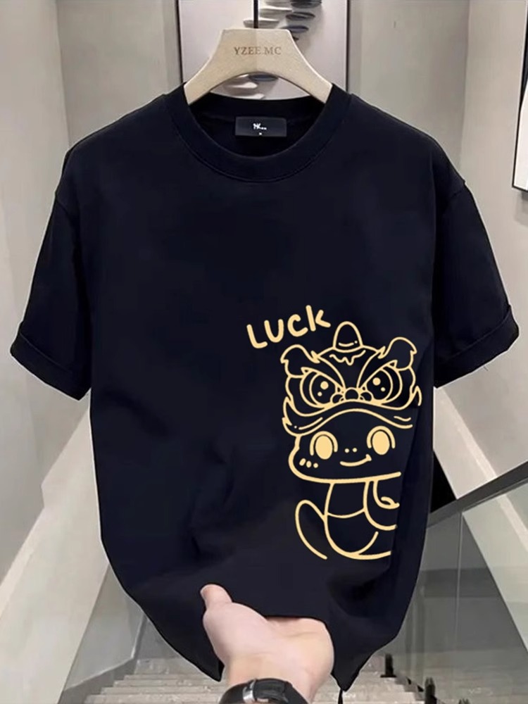 Summer Men's Student T-Shirts | 100% Cotton Snake Year Minimalist Trendy Fashion Graphic Crew Neck Versatile Tops