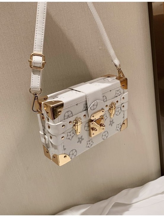Vintage Print Women's Box High-Value New Light Luxury Niche Makeup Small Square Single Shoulder Crossbody Bag