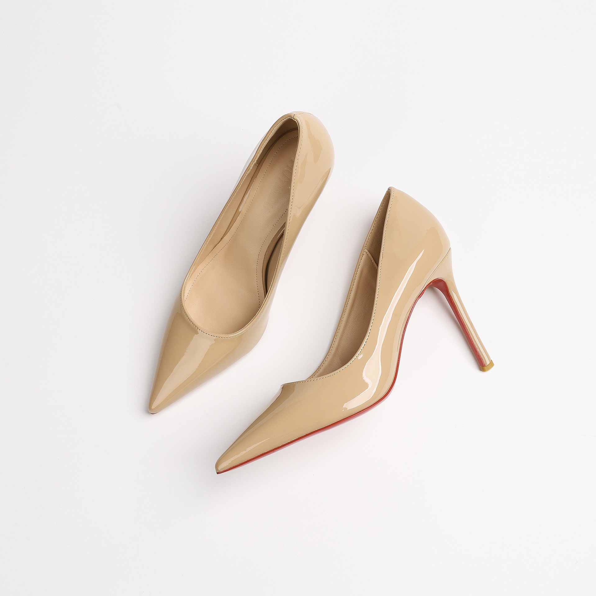 2026 Women's Sexy Patent Leather Red Sole Pumps Pointed Toe Stiletto Heels Elegant Office Career Single Shoes