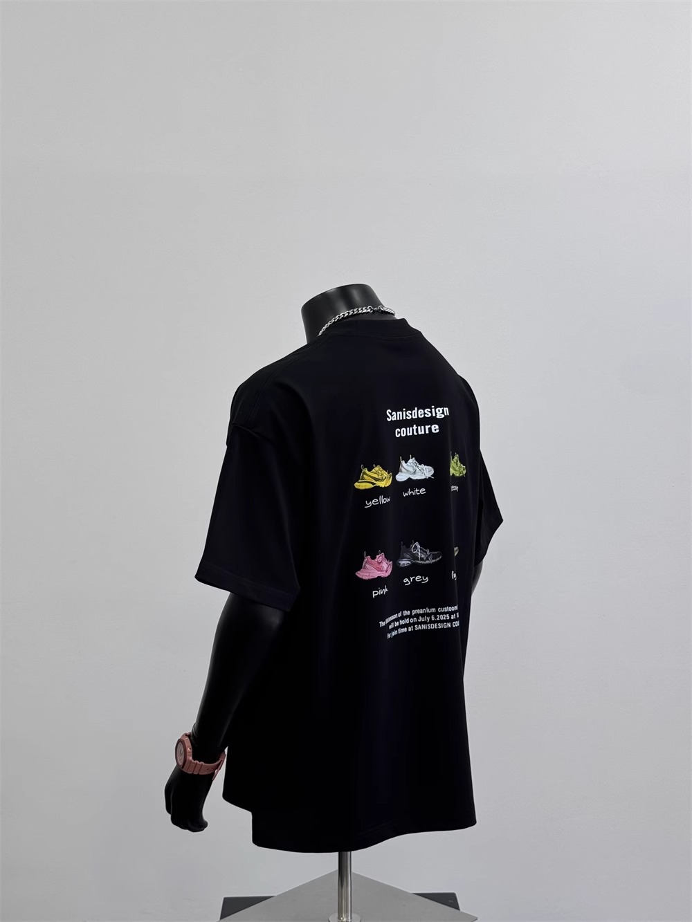 2026 Summer New Arrivals Men's American Streetwear T-Shirts | Shoe & Letter Graphic Black Casual Short Sleeve Tops