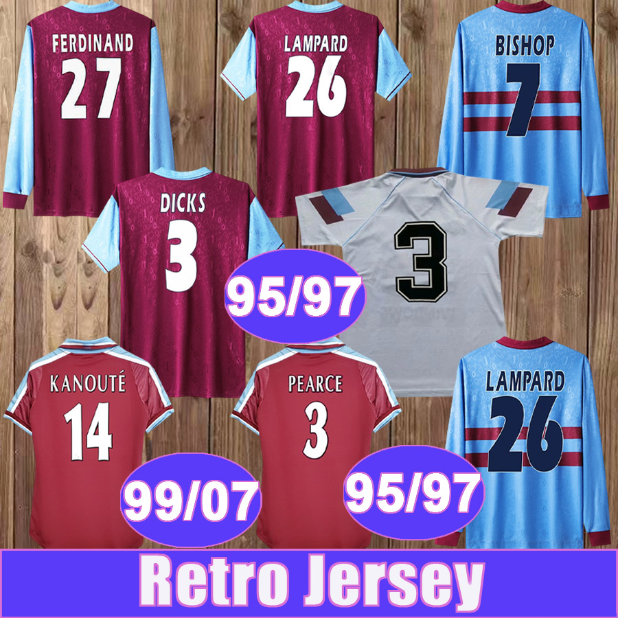 95 97 LAMPARD LAZARIDIS Retro Soccer Jerseys COTTEE DOWIE BISHOP DICKS DI CANIO FERDINAND KITSON Home Away 100TH Football Shirt