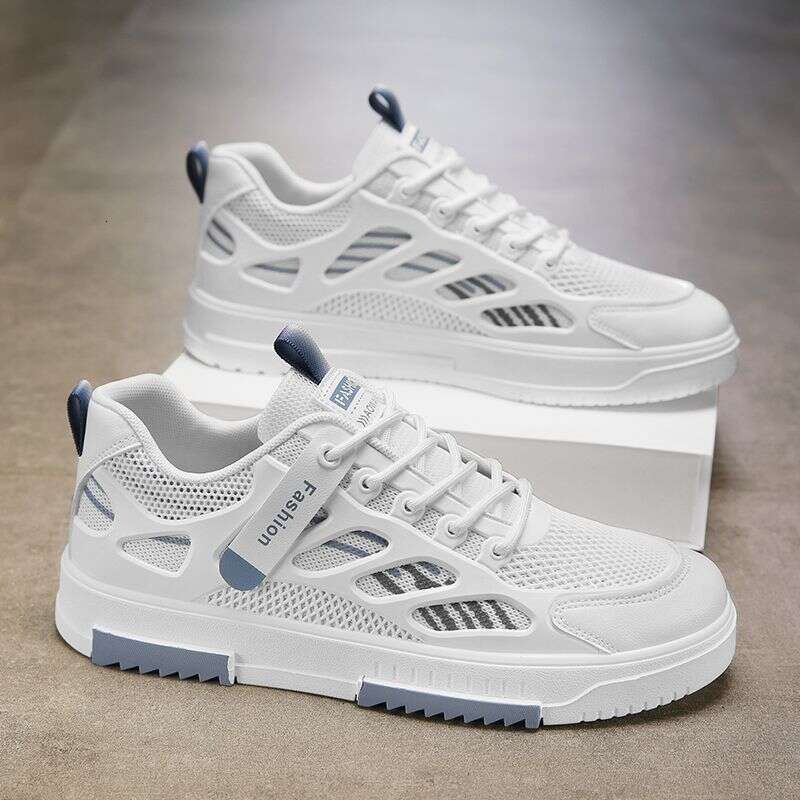 Versatile White Sneakers 2024 Summer New Breathable Mesh Men's Student Sports Casual Board Trendy Shoes