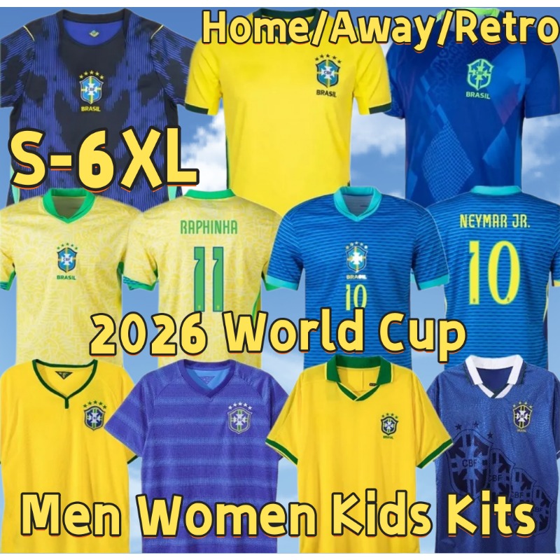 2026 Brazil soccer jerseys MARCELO PAQUETA RAPHINHA NEYMAR JR COUTINHO FIRMINO JESUS VINI JR 26 27 brasil kids kit Men women 2004 2014 home Sports football shirt